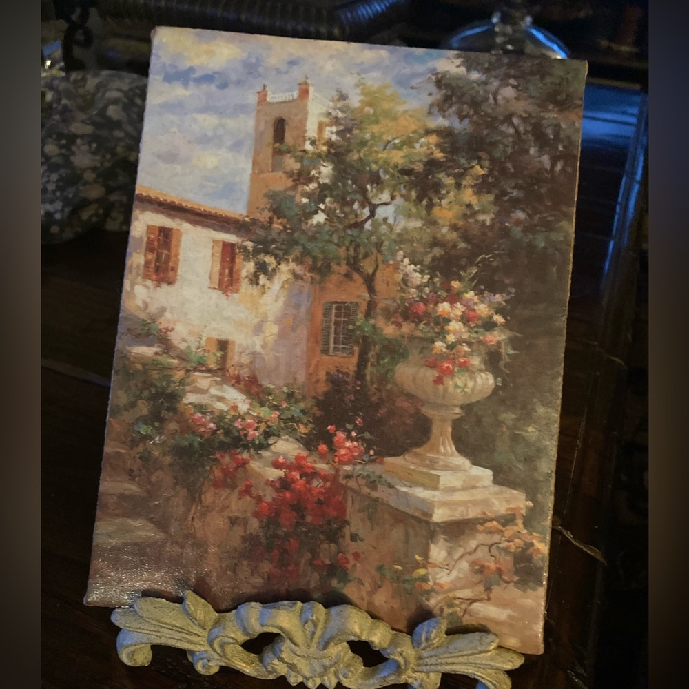 Floral Courtyard Print on Canvas